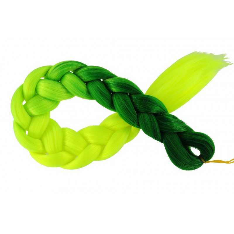 Kanekalon Tmavo zelena - Žlta neon Kanekalon dvojfarebný Kanekalon Tmavo zelena - Žlta neon Kanekalon dvojfarebný