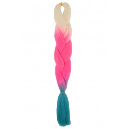 Kanekalon Blond - neon pink - tyrkysova  Kanekalon trojfarebný