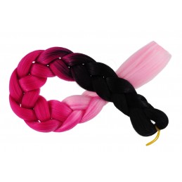 Kanekalon Čierna - malina - baby pink  Kanekalon trojfarebný