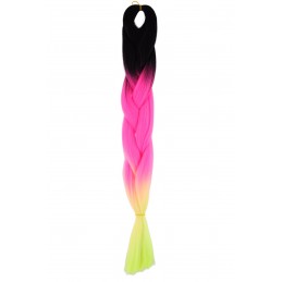 Kanekalon Čierna - neon pink - neon žlta  Kanekalon trojfarebný
