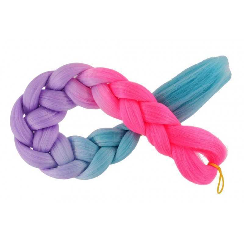 Kanekalon Neon pink - pudrovo fialova - modra Kanekalon trojfarebný Kanekalon Neon pink - pudrovo fialova - modra Kanekalon trojfarebný